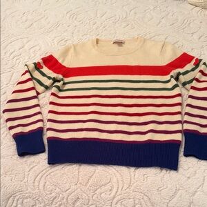 Brooks Brothers Cream Knit Sweater with Hearts on Sleeves